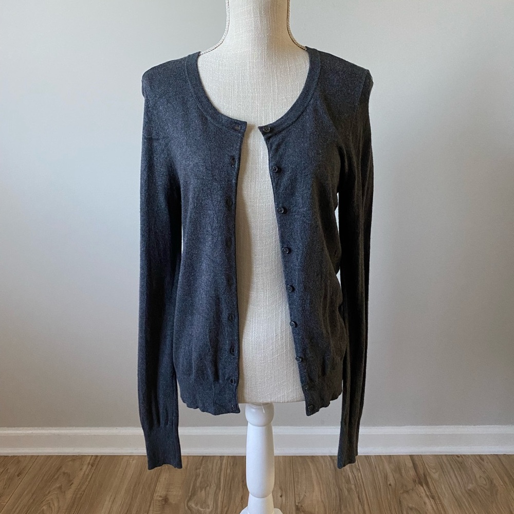 Button up Crew neck Cardigan Dark Gray